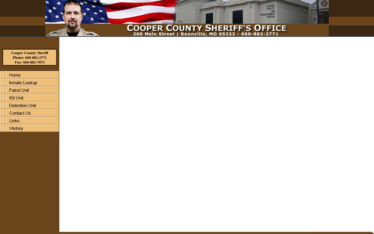Cooper County current custody inmate lookup and booking record source