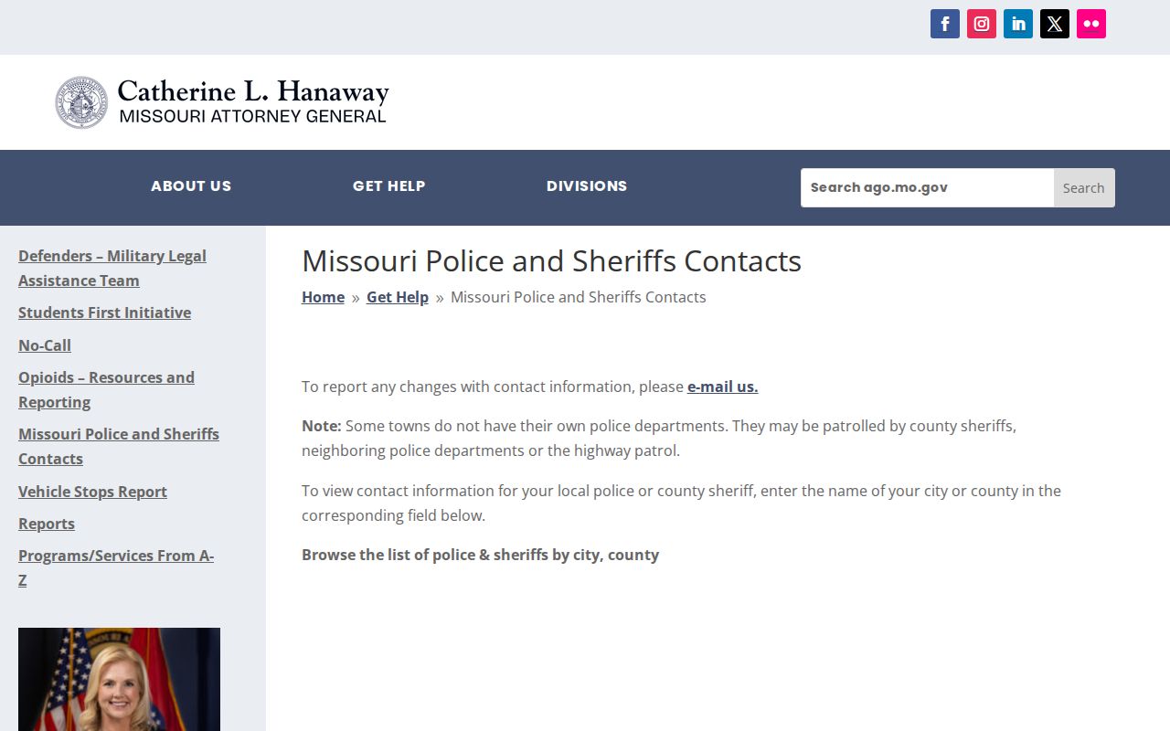 Cooper County Otterville Police Department official arrest-record contact directory